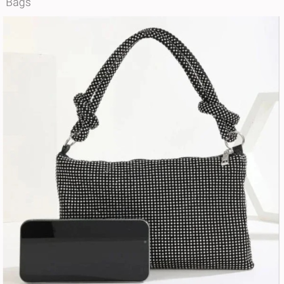 - Rhinestone Studded Knot Detail Small Sling Bag in Black NWT - Picture 5 of 7